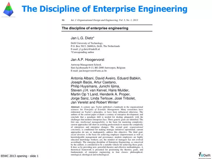 the discipline of enterprise engineering