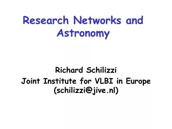 research networks and astronomy