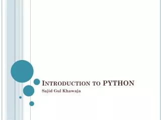 Introduction to PYTHON
