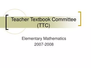 Teacher Textbook Committee (TTC)