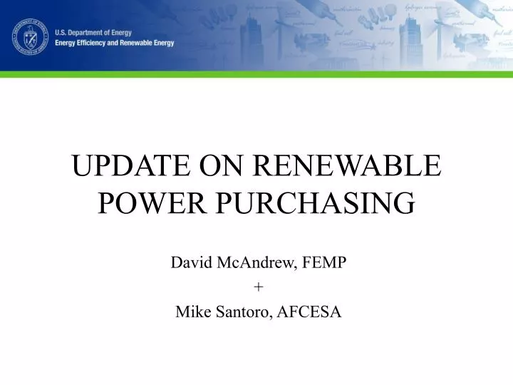 update on renewable power purchasing