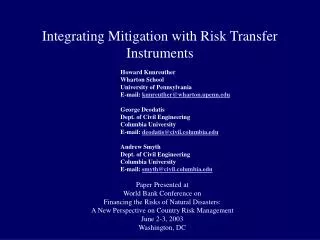 Integrating Mitigation with Risk Transfer Instruments