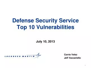 Defense Security Service Top 10 Vulnerabilities