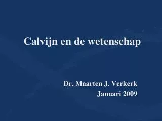 Calvijn en de wetenschap