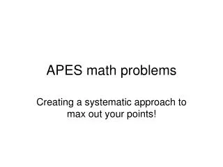 APES math problems