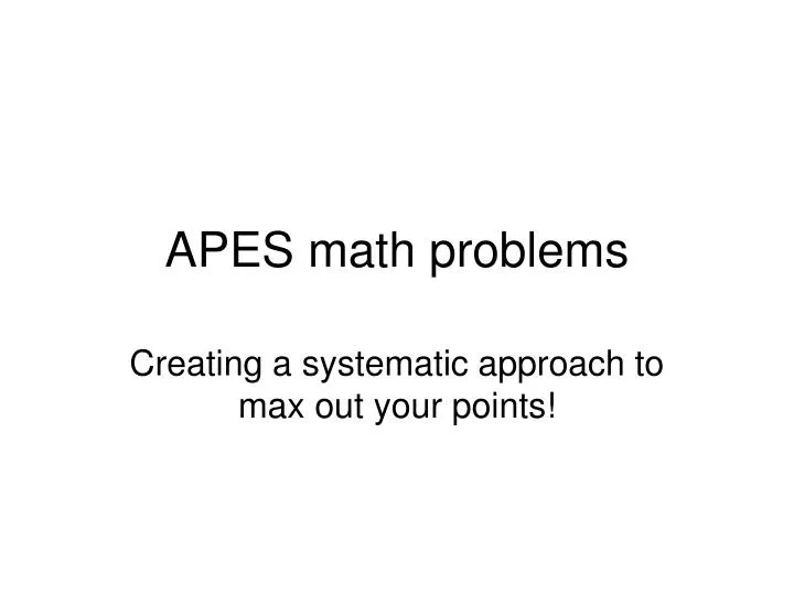 apes math problems
