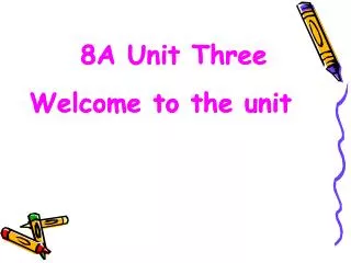 8A Unit Three Welcome to the unit