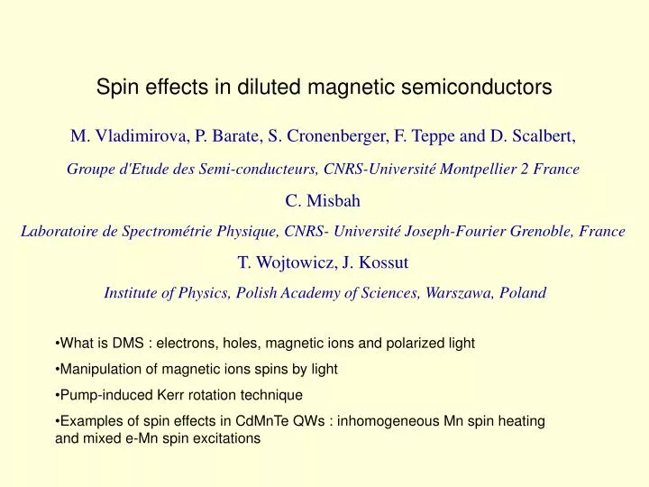 spin effects in diluted magnetic semiconductors