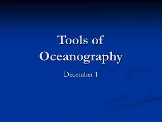 Tools of Oceanography