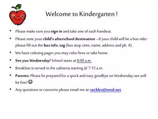 Welcome to Kindergarten !