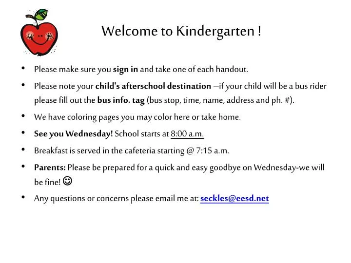 welcome to kindergarten