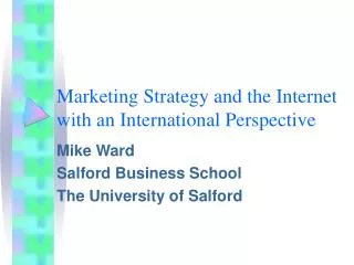 Marketing Strategy and the Internet with an International Perspective