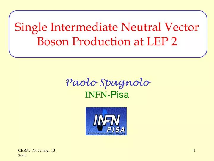 single intermediate neutral vector boson production at lep 2 paolo spagnolo infn pisa