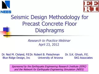 Seismic Design Methodology for Precast Concrete Floor Diaphragms