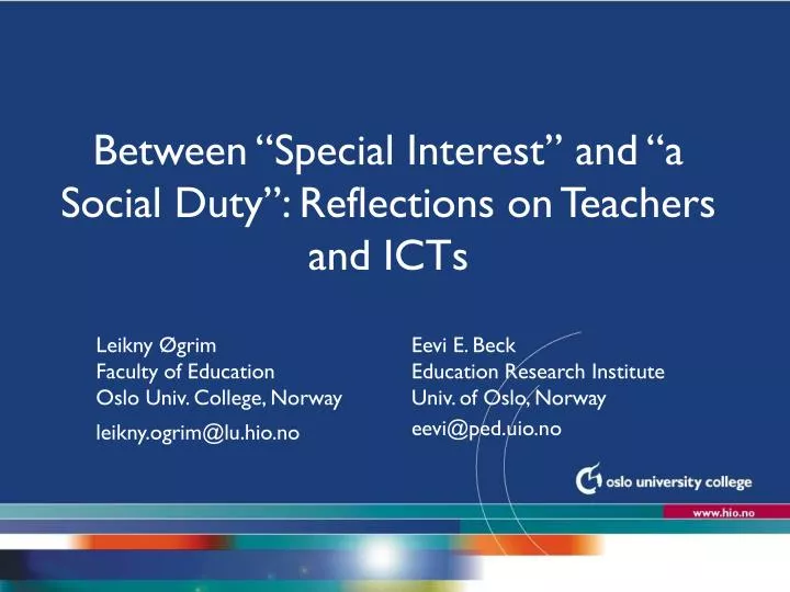 between special interest and a social duty reflections on teachers and icts