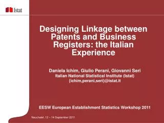 Daniela Ichim, Giulio Perani, Giovanni Seri Italian National Statistical Institute (Istat)