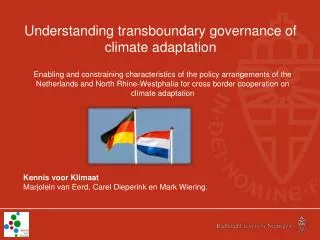Understanding transboundary governance of climate adaptation