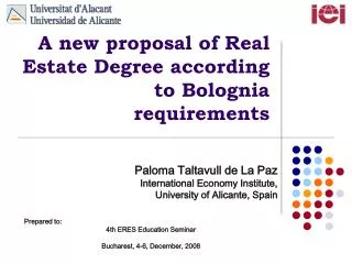 A new proposal of Real Estate Degree according to Bolognia requirements