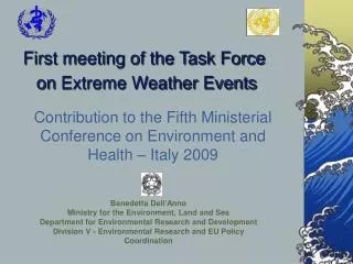 first meeting of the task force on extreme weather events