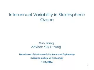 Interannual Variability in Stratospheric Ozone