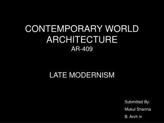 CONTEMPORARY WORLD ARCHITECTURE AR-409