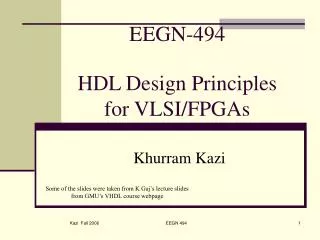 EEGN-494 HDL Design Principles for VLSI/FPGAs