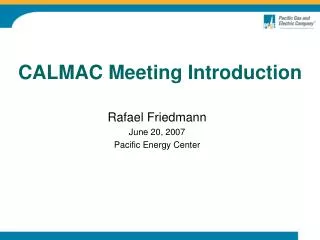 CALMAC Meeting Introduction