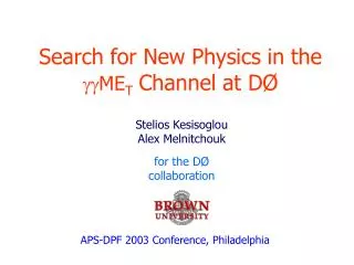 Search for New Physics in the ME T Channel at D Ø