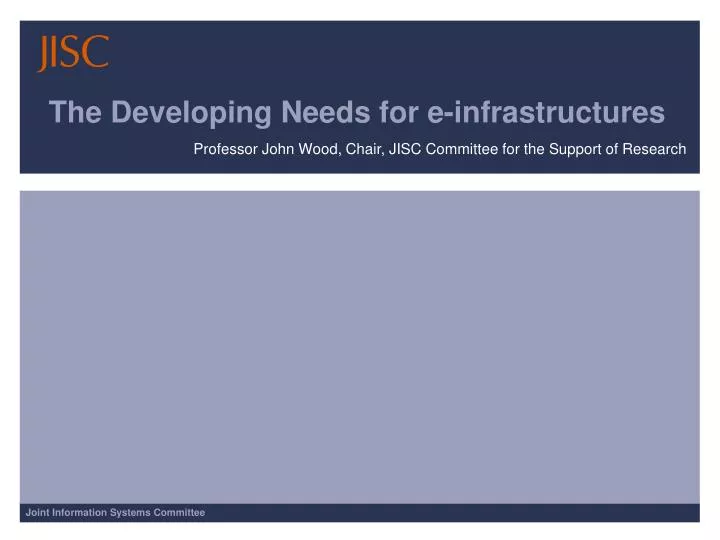 the developing needs for e infrastructures