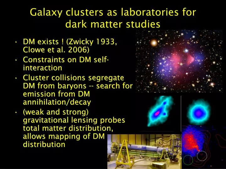galaxy clusters as laboratories for dark matter studies