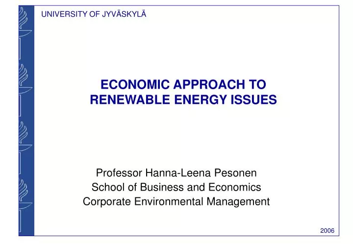 economic approach to renewable energy issues