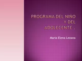 programa del ni o y del adolecente