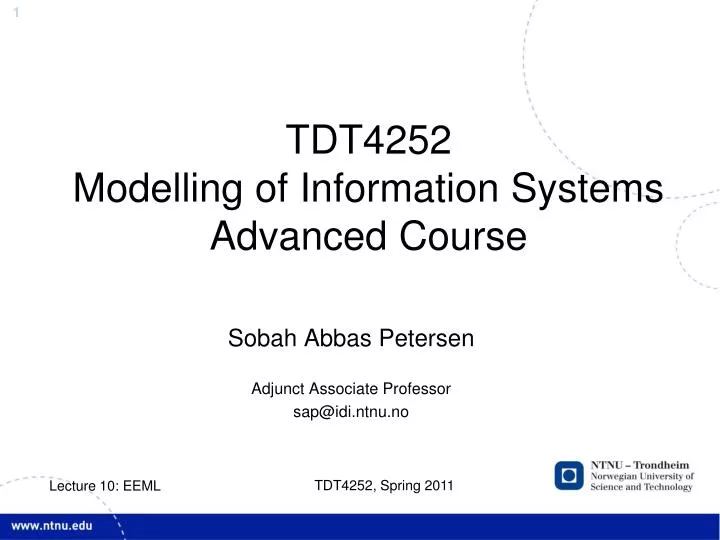 tdt4252 modelling of information systems advanced course