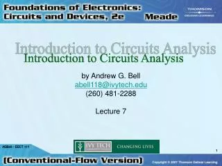 Introduction to Circuits Analysis