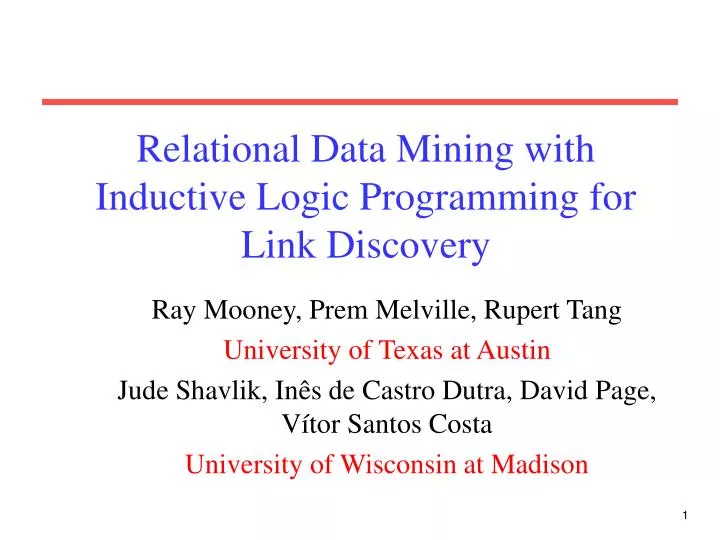 relational data mining with inductive logic programming for link discovery