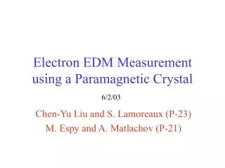 Electron EDM Measurement using a Paramagnetic Crystal