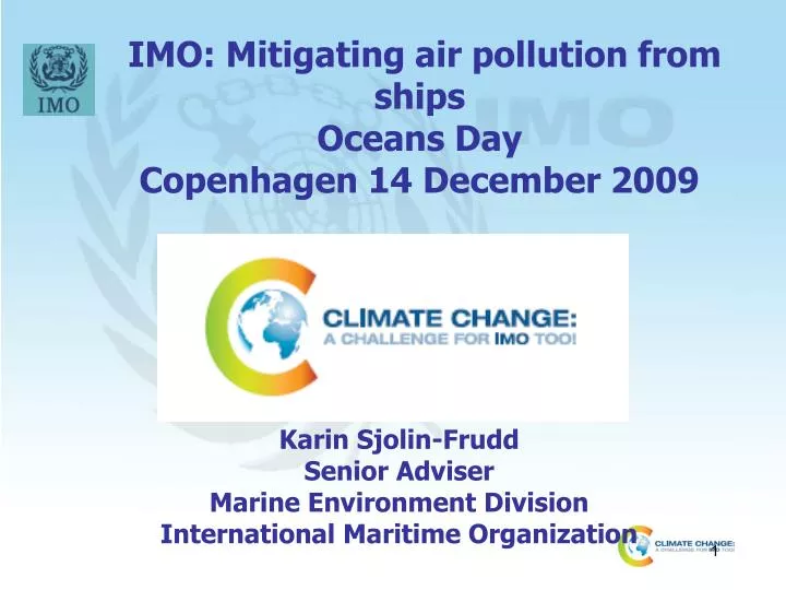 imo mitigating air pollution from ships oceans day copenhagen 14 december 2009
