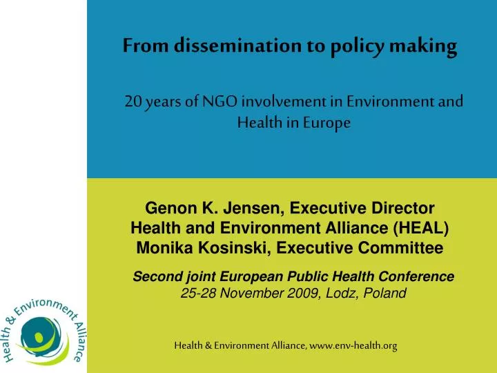 20 years of ngo involvement in environment and health in europe