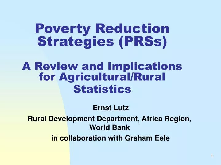 poverty reduction strategies prss a review and implications for agricultural rural statistics