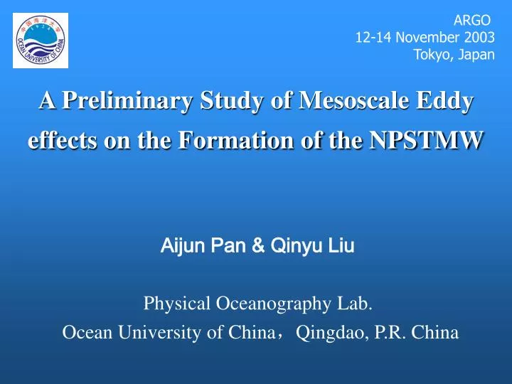 a preliminary study of mesoscale eddy effects on the formation of the npstmw
