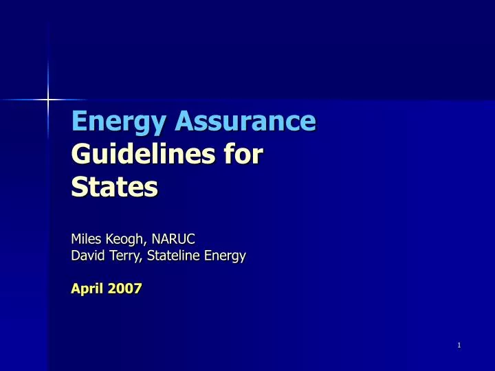 energy assurance guidelines for states