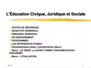 l ducation civique juridique et sociale