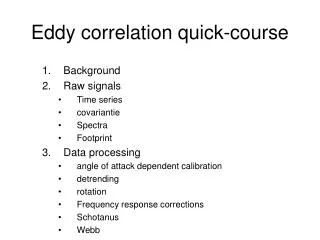 Eddy correlation quick-course