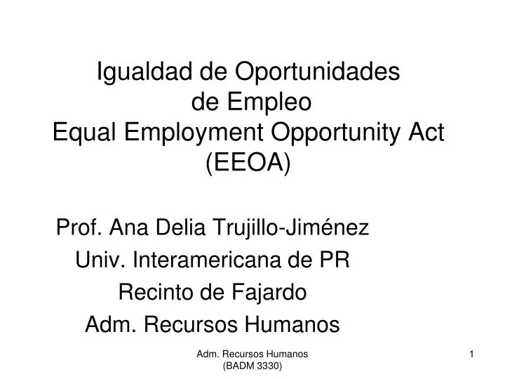 igualdad de oportunidades de empleo equal employment opportunity act eeoa