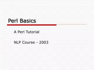 Perl Basics