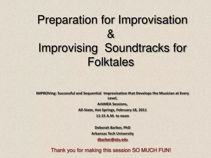 preparation for improvisation improvising soundtracks for folktales