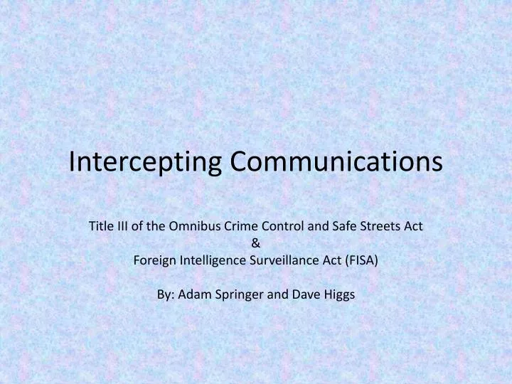 intercepting communications