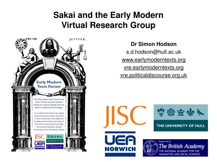 sakai and the early modern virtual research group