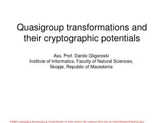 Quasigroup transformations and their cryptographic potentials