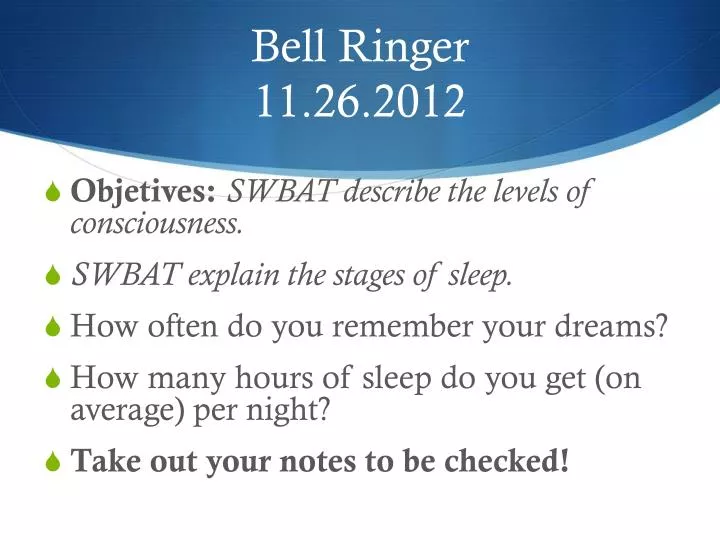 bell ringer 11 26 2012